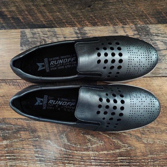 Mephisto Women's Pewter Runoff Perforated Leather Slip On Flat Size 7 - Picture 4 of 8